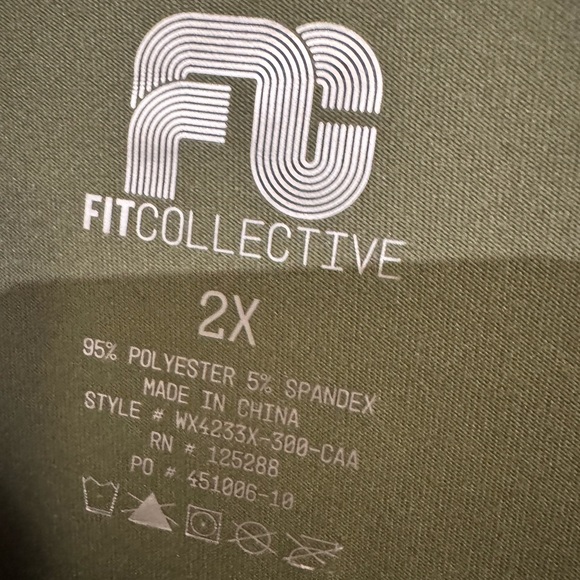 FitCollective Deep Lichen Green V-Neck Tee Shirt Top Size 2X NWT Soft Stretch - Picture 3 of 5